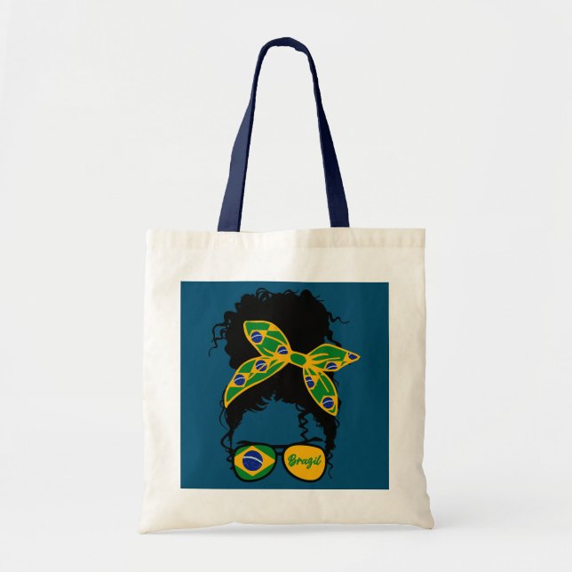 Bolso De Tela Brasil Bandera de Estados Unidos Desordenado Hair  (Frente)