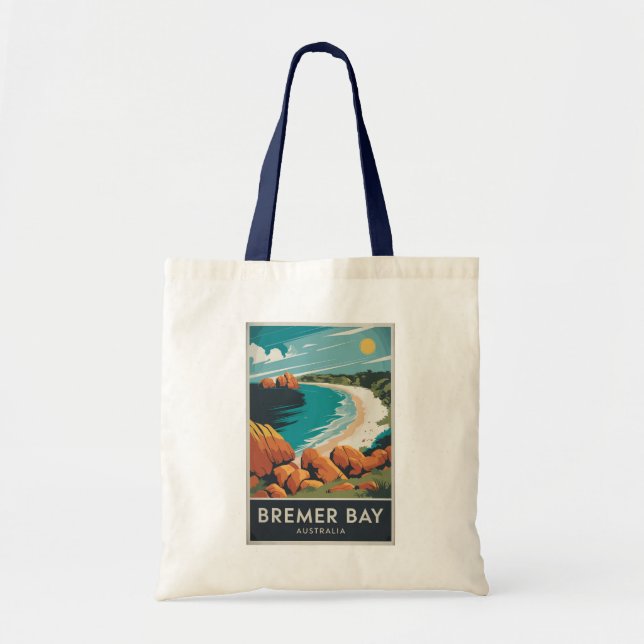 Bolso De Tela Bremer Bay Australia Ilustracion Retro de arte de  (Frente)