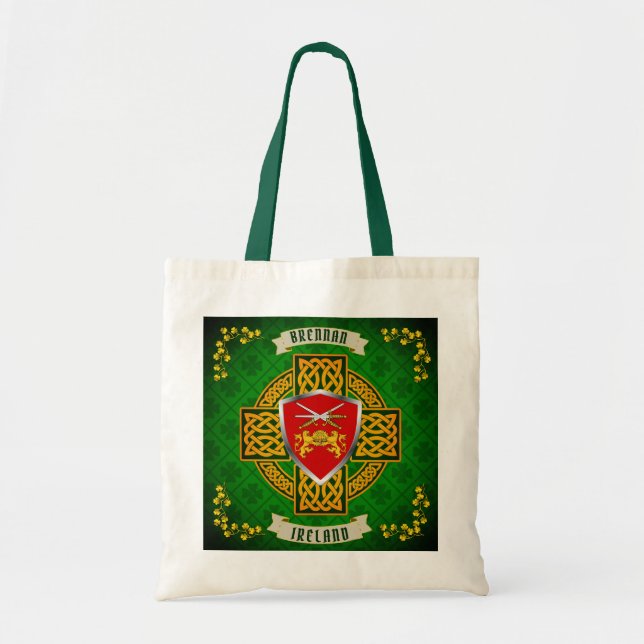 Bolso De Tela Brennan Irish Shield y Celtic Cross Personalizado (Frente)
