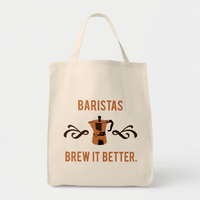 Bolso De Tela Brew de Baristas él mejor (Frente)