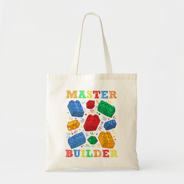 Bolso De Tela Brick Builder Funny Blocks Master Builder (Frente)