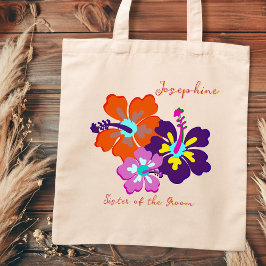 Bolso De Tela Bridal Party Gift Tote Bag Hibiscus Flowers