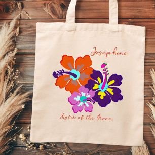 Bolso De Tela Bridal Party Gift Tote Bag Hibiscus Flowers