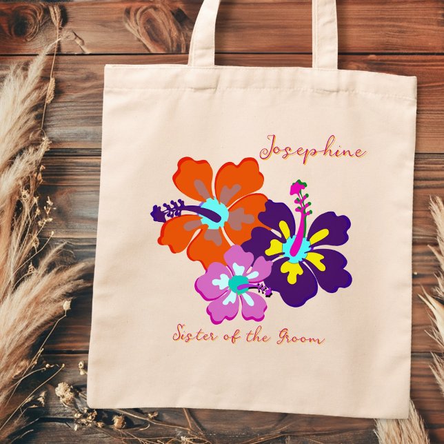 Bolso De Tela Bridal Party Gift Tote Bag Hibiscus Flowers (Subido por el creador)