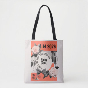 Bolso De Tela Bridal Party Gracias, Modern Vintage de mediados d
