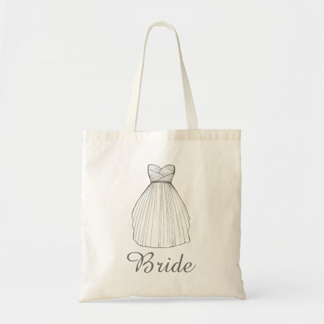 Bolso De Tela BRIDE Boda Princesa Blanca Vestido Tote de novia (Frente)