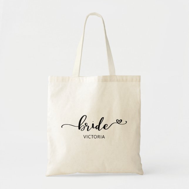 Bolso De Tela Bride Calligraphy Heart Boda (Frente)