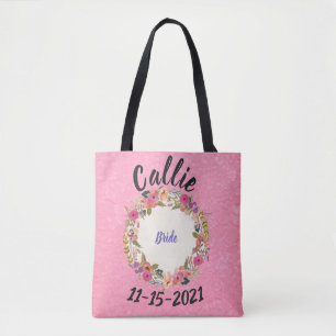 Bolso De Tela Bride Floral Wreath Design