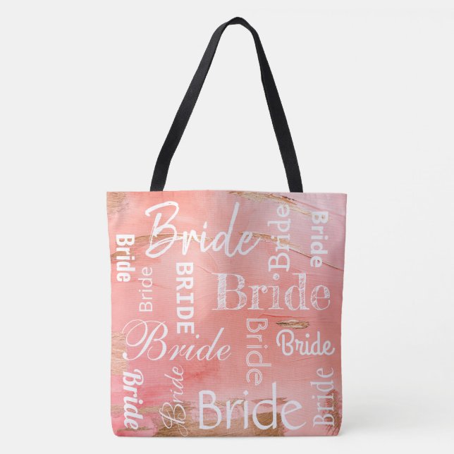 Bolso De Tela Bride Gold Melon Script Boda moderno (Anverso)