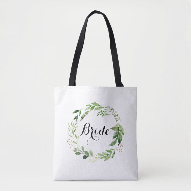 Bolso De Tela Bride Greenery Boda Tote Wreath (Anverso)