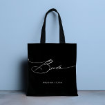 Bolso De Tela Bride Modern Elegant Script Boda Nombre personaliz<br><div class="desc">Bride Modern Elegant Script Typography Boda Custom Name Tote Bag incluye el texto simple "Bride" en una moderna y elegante tipografía de escritura caligráfica blanca. Personalizado con su nombre personalizado y fecha de boda. Perfecto para la novia en una ducha de novia o día de boda. Diseñado por Evco Studio...</div>