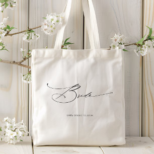 Bolso De Tela Bride Modern Elegant Script Boda Nombre personaliz