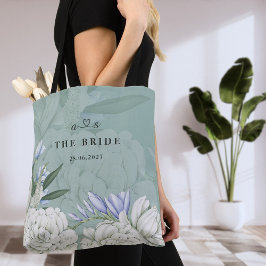 Bolso De Tela Bride Peony | Sage Green & White Botanical Wedding