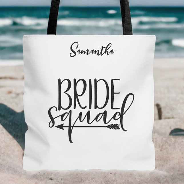 Bolso De Tela Bride Squad personalizado (Personalized Bride Squad Tote Bag)