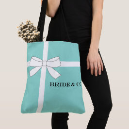 Bolso De Tela BRIDE Tiara Verde azulado Fiesta de ducha de novia