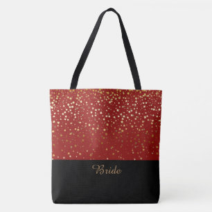 Bolso De Tela Bride Tote Bag Red & Petite Golden Stars