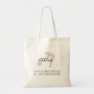 Bolso De Tela Bridesmaid   Bachelorette de escritura Minimalista