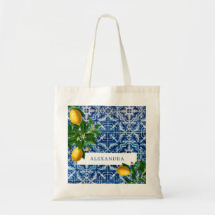 Bolso De Tela Bridesmaid Blue Tiles Lemons Personal