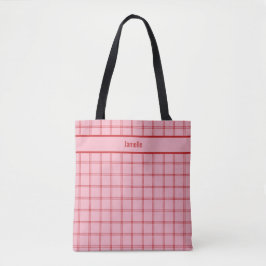 Bolso De Tela Bridesmaid de Cuadros Rosa y Rojo 