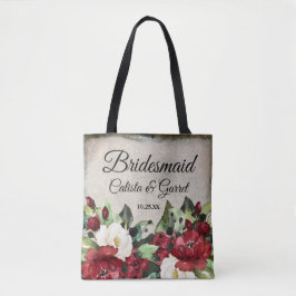 Bolso De Tela Bridesmaid | Elegante Boda de Gótico floral rojo o