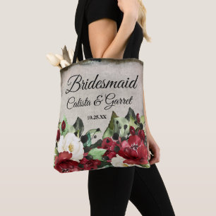 Bolso De Tela Bridesmaid   Elegante Boda de Gótico floral rojo o