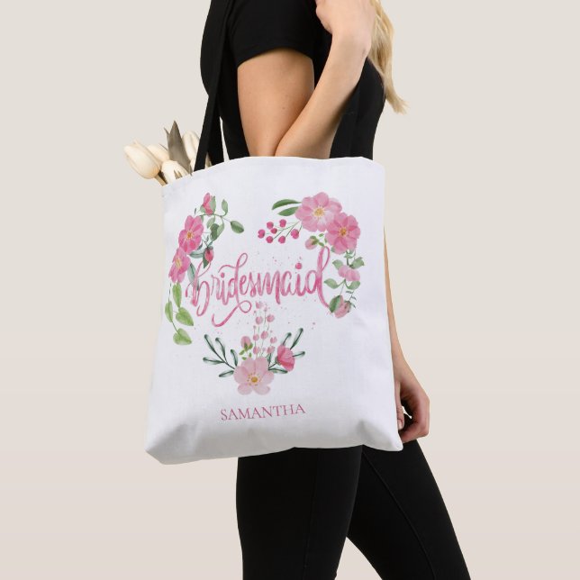 Bolso De Tela Bridesmaid Floral Personalized Name (Detalle)