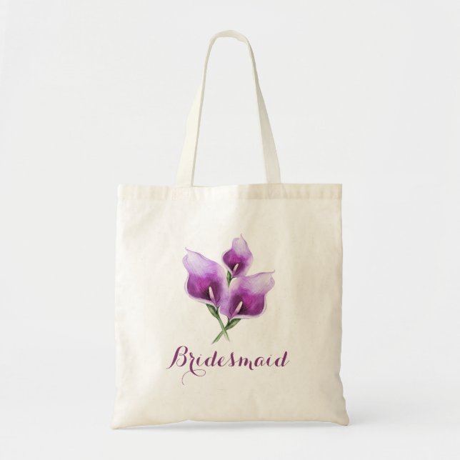 Bolso De Tela Bridesmaid Floral Purple Calla Lily (Frente)