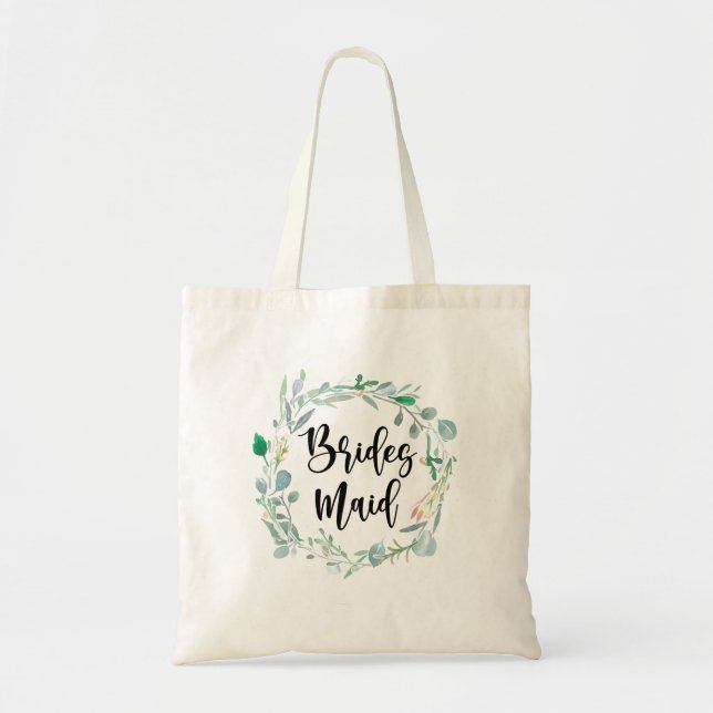 Bolso De Tela Bridesmaid Gift Boda de vegetación botánica Tote (Frente)