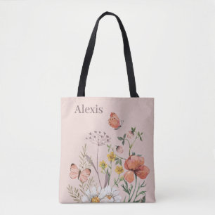 Bolso De Tela Bridesmaid GIft Elegante Rubor Floral rosa