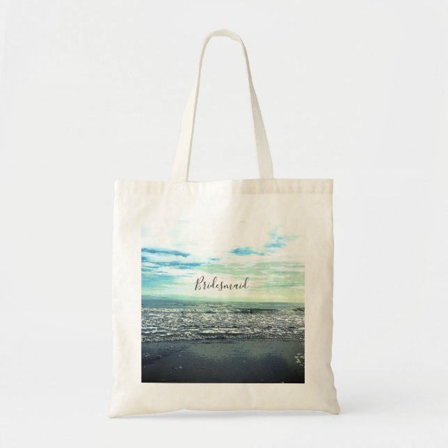 Bolso De Tela Bridesmaid Gift Party Favor Beach Ocean Resumen (Frente)