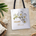 Bolso De Tela Bridesmaid Orchids Floral Personalizada<br><div class="desc">Las damas de honor y la fiesta de novias regalan bolsas de té. Las orquídeas blancas y realistas se diseñan a ambos lados de una bolsa de tocador blanca de calidad. Personalice con su nombre y título (dama de honor, dama de honor, dama de honor junior, o chica de flores)...</div>