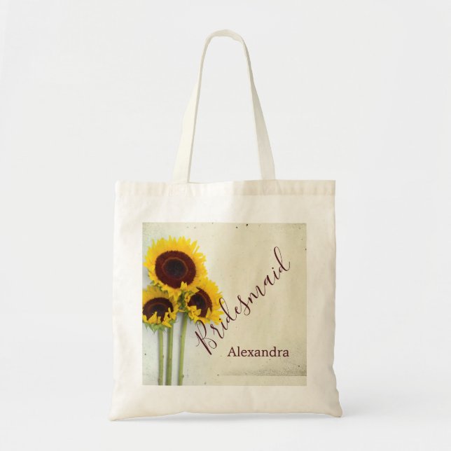 Bolso De Tela Bridesmaid personal Rústica Flor girasol (Frente)
