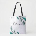 Bolso De Tela Bridesmaid personalizada de jardín romántico<br><div class="desc">Sencillas ramas acuarelas de moda en bolsa de tote personalizada de fiesta de bodas con salvia y verde jade. Diseñado para coincidir con nuestra colección Romantic Garden Wedding Suite.</div>