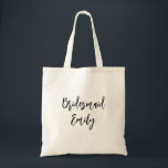 Bolso De Tela Bridesmaid Personalizado Elegante Moderno<br><div class="desc">Bridesmaid Personalizado Elegante Bolsa Moderna De Tote. Personalice con su nombre personalizado.</div>