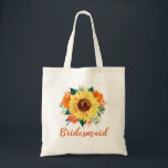 Bolso De Tela Bridesmaid Sunflower Coral Rosa Floral<br><div class="desc">Esta mochila de tote de la dama de honor cuenta con un diseño floral de girasol acuarela y rosas naranjas de coral. Puede personalizarlo con un nombre. Visita nuestra tienda o nuestras páginas de colección para ver más productos con este diseño que puedes personalizar para tus necesidades.</div>