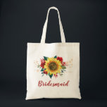 Bolso De Tela Bridesmaid Sunflower Red Floral String Luces<br><div class="desc">Esta mochila de tote de la dama de honor cuenta con un diseño de girasol acuarela y rosas rojas con luces de cuerda. Puede personalizarlo con un nombre. Visita nuestra tienda para ver más productos con este diseño que puedas personalizar para tus necesidades.</div>
