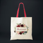 Bolso De Tela Bridesmaid Watercolor Burgundy Azul Floral R<br><div class="desc">Bridesmaid Watercolor Borgoña Marsala Azul Floral Tote Bag - Mango Rojo</div>