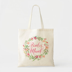 Bolso De Tela Bridesmaid Watercolor Floral Wreath3