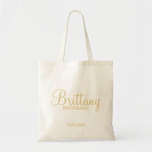 Bolso De Tela Bridesmaids personalizadas de blanco y oro moderno