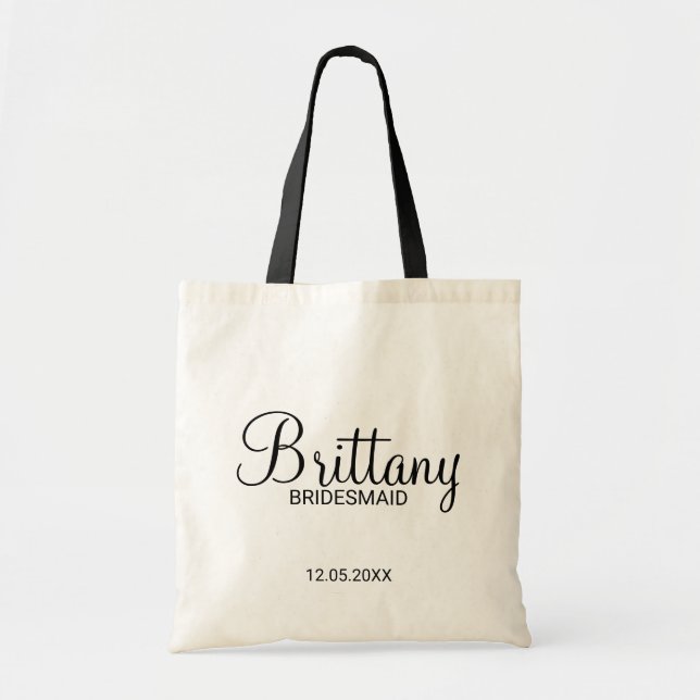 Bolso De Tela Bridesmaids personalizadas modernas en blanco y ne (Frente)