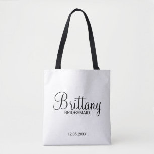Bolso De Tela Bridesmaids personalizadas modernas en blanco y ne