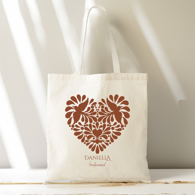 Bolso De Tela Bridesmaids talavera nombre personalizado (Bridesmaids gifts talavera wedding personalized name tote bag terracotta heart talavera favors)