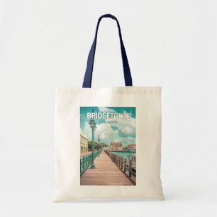 Bolso De Tela Bridgetown Barbados Ilustracion Viaje arte Retro