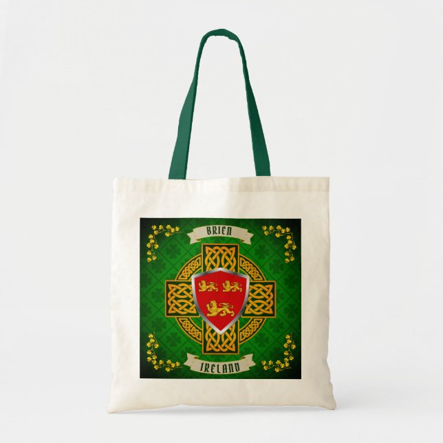 Bolso De Tela Brien Irish Shield y Celtic Cross Personalizadas (Frente)