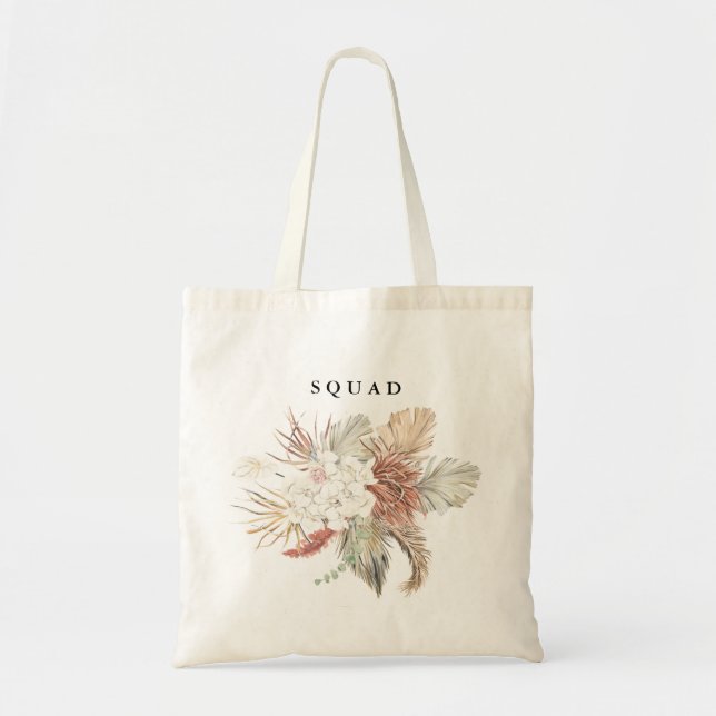 Bolso De Tela Brien Squad Pampas Grasas Secas Floral Tropical (Frente)