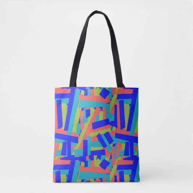 Bolso De Tela Bright Bold Blue Green Coral Abstract Patches (Anverso)