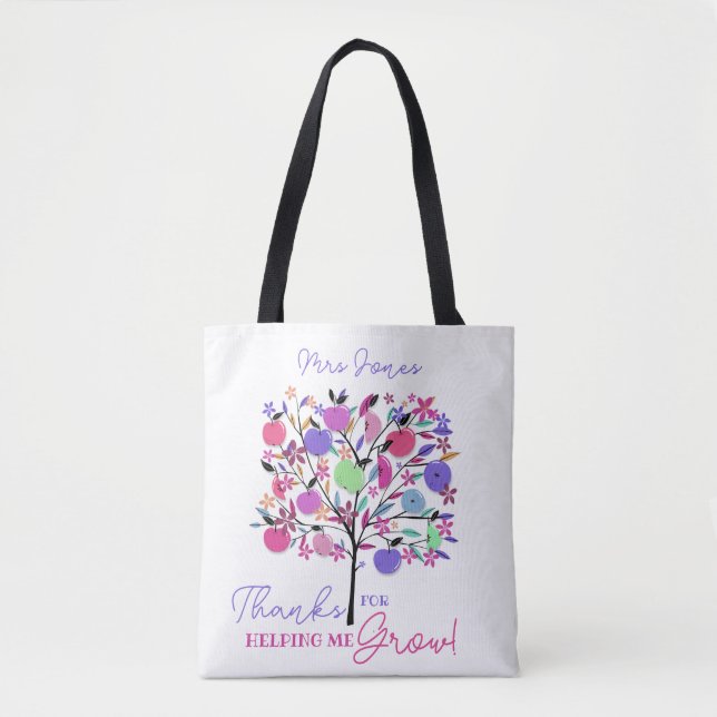 Bolso De Tela Bright colourful apple tree helping me grow tote b (Anverso)