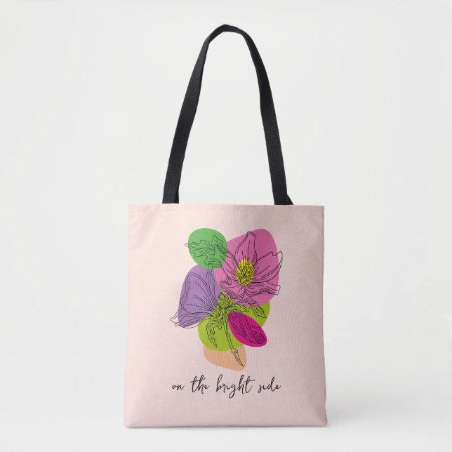 Bolso De Tela Bright Hibiscus Flower Line Art (Anverso)