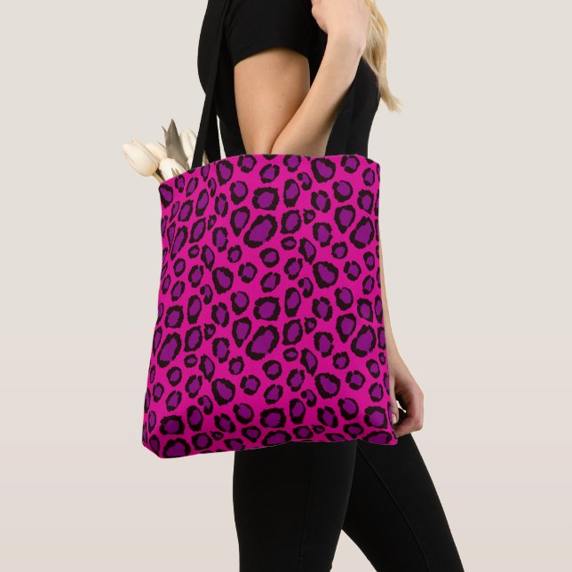 Bolso De Tela Bright Pink And Purple Leopard Print Pattern (Detalle)