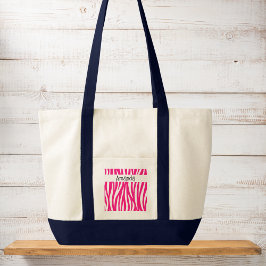 Bolso De Tela Bright Pink Wavy Animal Print Tote